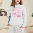 thumbnail image 1 of FASHOFT Girls 2 Piece Outfits Sweatsuit Kids Bow Graphic Hoodies Sweatshirt and Sweatpants Set with Pockets Valentines Day Tracksuit White, 1 of 3