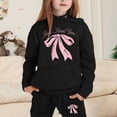 thumbnail image 1 of FASHOFT Girls 2 Piece Sweatsuit Kids Bow Graphic Hoodies Sweatshirt and Sweatpants with Pockets Valentines Day Outfits Set Tracksuit Black, 1 of 4