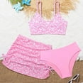 thumbnail image 1 of FASHOFT Girls' 3 Piece Bikini Set Floral Print Swimsuit with Drawstring Beach Skirt Cute Ruched Bathing Suit Pink 7-8 Years, 1 of 6