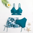 thumbnail image 1 of FASHOFT Girls 3 Piece Swimsuits with Skirts Criss Cross Swim Bathing Suits Girls' Swimwear Adjustable Strap Bikini Set Navy 5-6 Years, 1 of 8