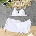 thumbnail image 1 of FASHOFT Girls Bikini Set Halter 3 Piece Swimsuit For Pool Beach Summer Bathing Suit With Beach Cover up White 7-8 Years, 1 of 6