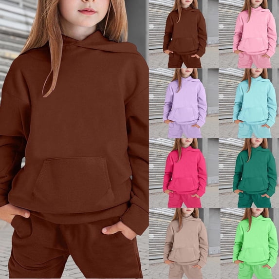 FASHOFT Girls Boys Hoodies Loose Fit Long Sleeve Sweatshirt with Kangaroo Pocket Solid Casual Christmas Halloween Athletic Pullover Classic Fall Tops Beige 2-3 Years