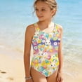 thumbnail image 1 of FASHOFT Girls Easter Swimsuit Cute Bunny Print One Piece Bathing Suit for Beach Poor Girls' Swimwear Yellow 9-10 Years, 1 of 3