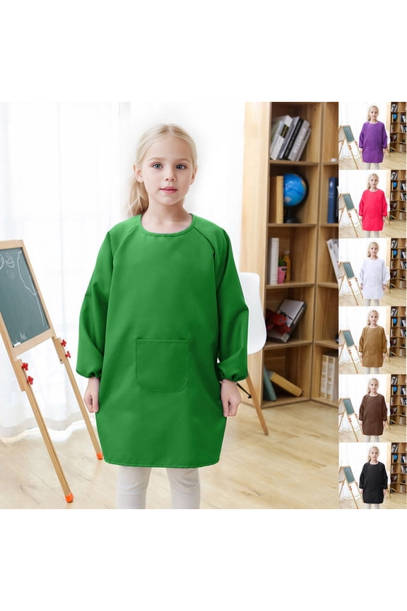 Girls Graphic Tees Breathable Long Sleeve Reversible Painting Smock Easy Clean Fabric Kids Kindergarten Daily Drawing Practical Apron Tops Girls Tops Black 8-12 Years