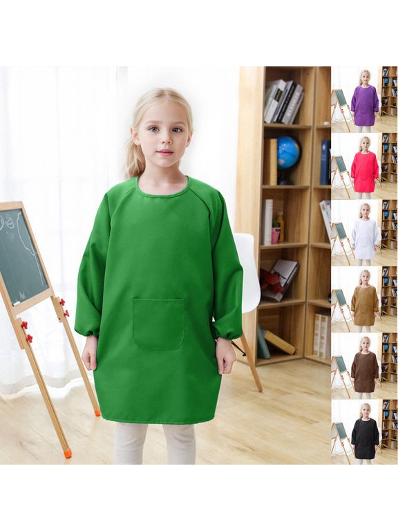 Girls Graphic Tees Breathable Long Sleeve Reversible Painting Smock Easy Clean Fabric Kids Kindergarten Daily Drawing Practical Apron Tops Girls Tops Black 8-12 Years