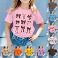 thumbnail image 1 of FASHOFT Girls Shirts Academy Style Graphic Print Crew Neck Short Sleeve Soft Sweet Trendy Kids Leisure Tops Girls Summer Tops White 5-6 Years, 1 of 5