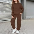 thumbnail image 1 of FASHOFT Girls Sweatsuit 2 Piece Outfits Solid Hooded Sweatshirt and Sweatpants with Pockets Kids Tracksuit Coffee, 1 of 4