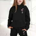 thumbnail image 1 of FASHOFT Girls Sweatsuit Set Cute Bow Graphic Hooded Sweatshirt and Jogger Pants with Pocket Casual 2 Piece Outfits Set Activewear Tracksuit Black, 1 of 4