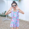 thumbnail image 1 of FASHOFT Girls Swimsuit Floral Print One Piece Bathing Suit for Beach Poor Girls' Swimwear Light Pink 5-6 Years, 1 of 8