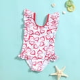 thumbnail image 1 of FASHOFT Girls Swimsuit Ruffle Floral Print One Piece Cute Bathing Suit for Beach Poor Girls' Swimwear C L, 1 of 8