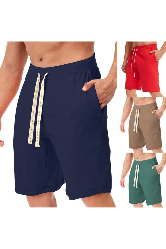 Gym Shorts for Men Solid Mid Rise Drawstring Micro Elastic Breathable Loose Casual Outdoor Daily Athletic Shorts Brown XL