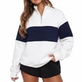 thumbnail image 1 of FASHOFT Half Zip Pullover Women Oversized Drop Shoulder Sweatshirt Color Block Cozy Fall Winter Tops Long Sleeve Y2K Streetwear White1 L, 1 of 4
