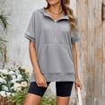 thumbnail image 1 of FASHOFT Half Zip up Hoodie Women Oversized Zipper Sweatshirt Short Sleeve Solid Pullover Spring Fall Tops Grey XL, 1 of 6