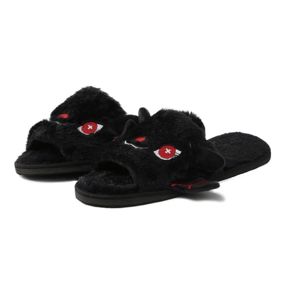 FASHOFT Halloween Bat Animal Slippers for Boys Girls Soft Plush Cozy Open Toe Indoor Outdoor Fuzzy Slippers Halloween Gifts For Kids Black One Size