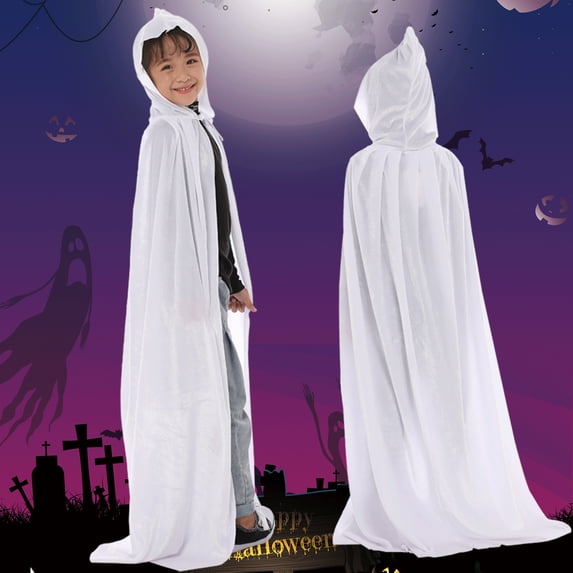 FASHOFT Halloween For Boys Soft Velvet Cape Cloak Cosplay Outfit Kids Fancy Dress Up Halloween Party Role Play Coat Boy Halloween Role Play White 6-8 Years