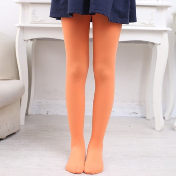 FASHOFT Halloween For Girls Velvet Dance Tights Sheer Stockings Stretchy Leggings Slim Fit Base Pants Gymnastics Practice Wear Kids Halloween Orange 6-8 Years