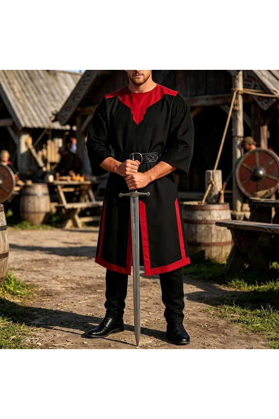 Halloween For Men Color Block Samurai Robe Knight Cosplay Outfit Stage Performance Fancy Dress For Adults Halloween Black S