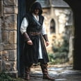 thumbnail image 1 of FASHOFT Halloween for Men Hooded Jacket Linen Look Surcoat Drawstring Waist Historical Renaissance LARP Roleplay Cosplay Outerwear, 1 of 5