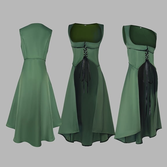 FASHOFT Halloween Dresses For Women Medieval Renaissance Stage Cosplay Vintage Long Dress Role Play Party Gown Theatrical Outfit Halloween Costumes L