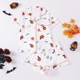 thumbnail image 1 of FASHOFT Halloween Pajamas Women Ghost Pumpkin Print Silk Short Sleeve Button Tops Matching Shorts Set Cute Plus Size Pjs White L, 1 of 8