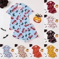 thumbnail image 1 of FASHOFT Halloween Pajamas for Women Set Cute Ghost Pumpkin Printing Button Up Pjs Short Sleeve Sleepwear Notch Collar Bride Soft Comfy Pj Lounge Sets Blue XL, 1 of 9