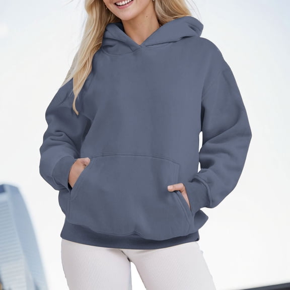 FASHOFT Hoodies for Women Oversized Sweatshirts Fall Fashion Outfits 2025 Casual Sweaters Tops Workout Winter Clothes Blue M