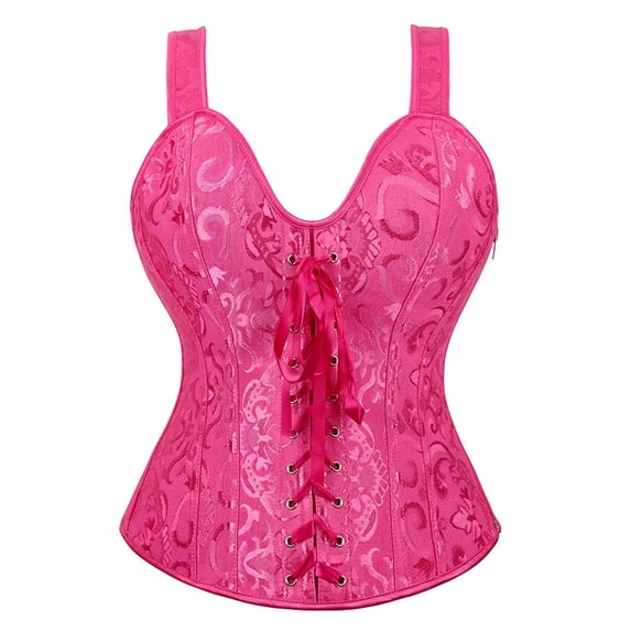 FASHOFT Hot Pink Corset Shapewear For Women Tummy Control Bust Shaping Adjustable Strap Top Waist Cinching Tight Fit Comfortable Body Shaper For Daily Wear Corset Tank Top XXXXL