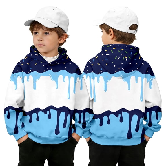 FASHOFT Ice Cream Graphic Hoodies for Boys Pullover Sweatshirt Long Sleeve Youth Hooded Top Baseball Gift Casual Streetwear Everyday Fall Outfits