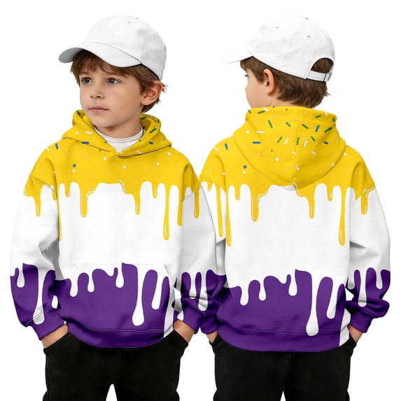 FASHOFT Ice Cream Graphic Hoodies for Boys Pullover Sweatshirt Long Sleeve Youth Hooded Top Baseball Gift Casual Streetwear Everyday Fall Outfits