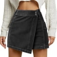 thumbnail image 1 of FASHOFT Jean Skirt for Women Summer Plus Size Denim Skort High Waisted Slim Fit Irregular Unique Design Casual Daily Streetwear Denim Skirts Black, 1 of 3