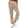 thumbnail image 1 of FASHOFT Joggers for Women Loose Fit Sweatpants with Pockets Drawstring Elastic Waist Solid Lightweight Comfy Yoga Pants for Workout Travel Lounge Beige L, 1 of 8