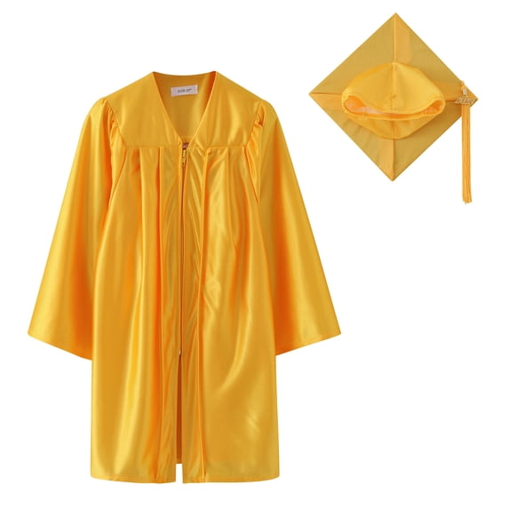 FASHOFT Kindergarten Graduation Cap and Gown for Kids Class of 2026, Preschool Kids Ceremony Party Gift Yellow 7-8 Years