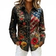 thumbnail image 1 of FASHOFT Long Sleeve Button Down Shirts for Women 4th of July Business Work Tops Dressy Casual Patriotic Blouses Office Shirt Black XXL, 1 of 3