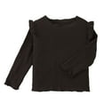 thumbnail image 1 of FASHOFT Long Sleeve Shirts for Girls Toddler Comfort Soft Thick Basic Crewneck Tee Tops with Ruffles Trim Solid T-Shirts Black, 1 of 3