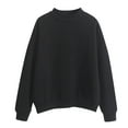 thumbnail image 1 of FASHOFT Loose Fit Sweatshirt for Women Thick Winter Warm Pullover Crew Neck Long Sleeve Shirts Solid Soft Basic Tops Fall Outfits Black L/3, 1 of 4