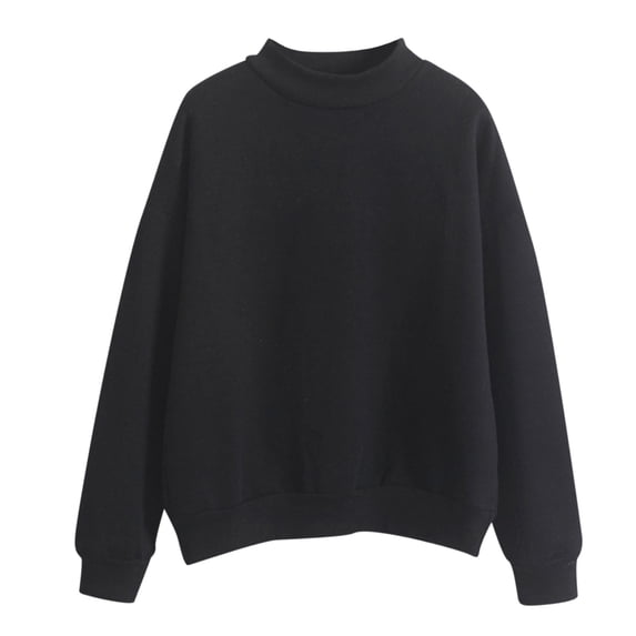 FASHOFT Loose Fit Sweatshirt for Women Thick Winter Warm Pullover Crew Neck Long Sleeve Shirts Solid Soft Basic Tops Fall Outfits Black L/3