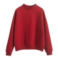 thumbnail image 1 of FASHOFT Loose Fit Sweatshirt for Women Thick Winter Warm Pullover Crew Neck Long Sleeve Shirts Solid Soft Basic Tops Fall Outfits Red L/3, 1 of 4