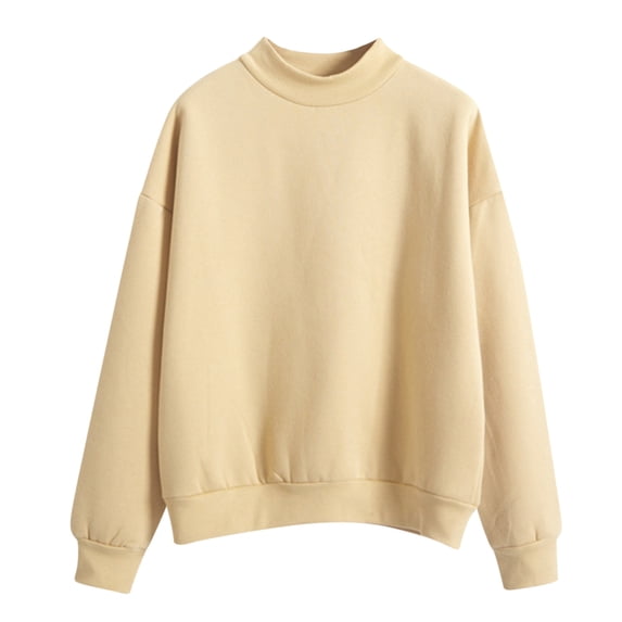 FASHOFT Loose Fit Sweatshirt for Women Thick Winter Warm Pullover Crew Neck Long Sleeve Shirts Solid Soft Basic Tops Fall Outfits Yellow S/1