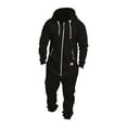 thumbnail image 1 of FASHOFT Men's Fleece Jumpsuit One Piece Hooded Sweatshirt Onesie Zip Up Lounge Jogger Sweatsuit Overall Romper Tracksuit Black L, 1 of 7