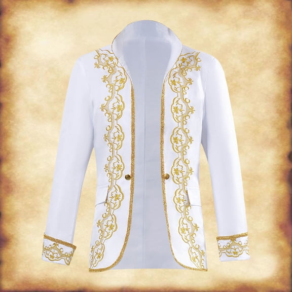 FASHOFT Men's Halloween Vintage Court Formal Suit Stage Performance Cosplay Outfit Royal Theme Party Fancy Dress Up Outfit Halloween S