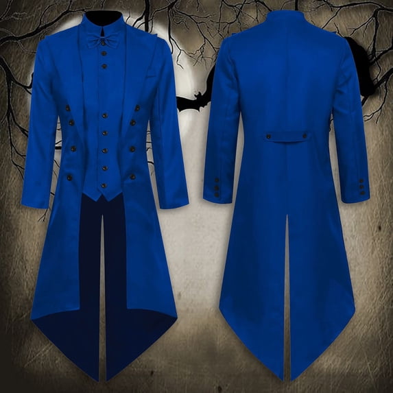 FASHOFT Men's Punk Tuxedo Halloween Costumes Coat Cosplay Outfit Carnival Party Stage Performance Gothic Fancy Dress Up Halloween Costume S