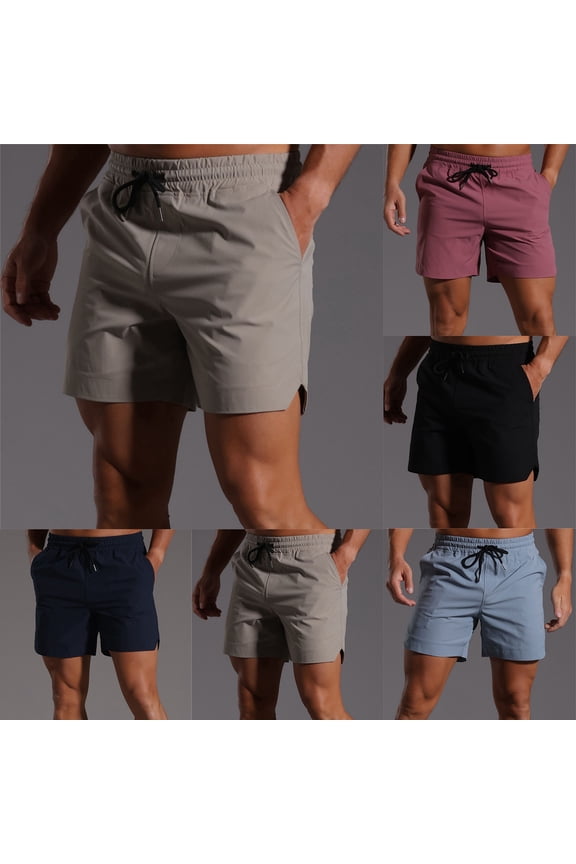Mens Athletic Shorts Split Hem Four Inch Plus Size Muscle Fitness American Basketball Loose Breathable Elastic Training Workout Shorts Black M