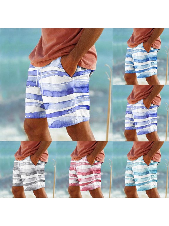 Mens Board Shorts Fashion Hawaiian Beach Shorts Foreign Trade 3D Printed Casual Loose Men Resort Daily Shorts Beach Shorts Blue M