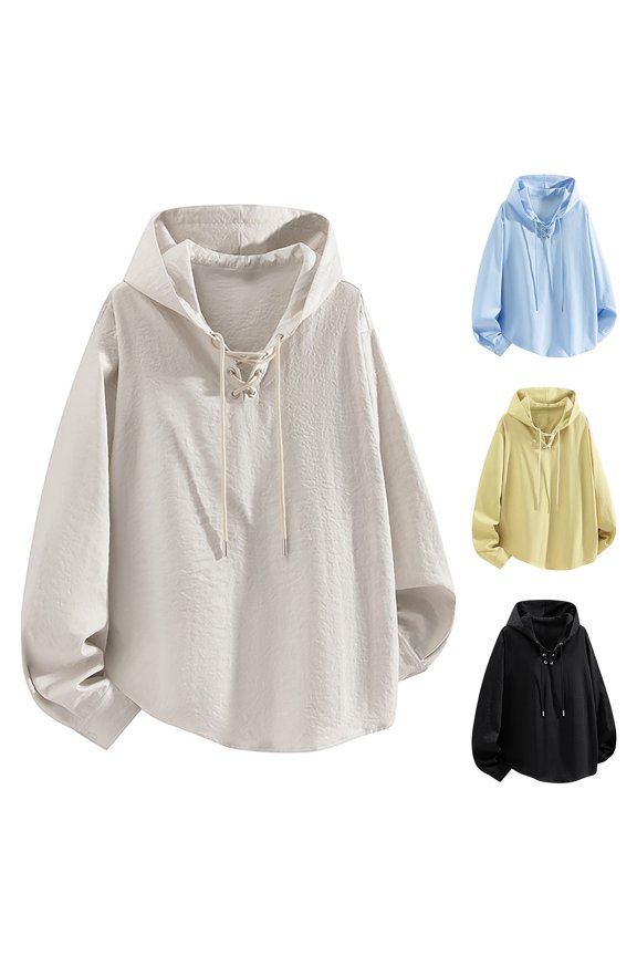 Mens Henley Neck Drawstring Hoodie Spring Fall Base Layer Outerwear Textured Casual Sweatshirt Soft Comfortable Regular Fit Daily Wear Fashion Top Mens Hoodies Beige L