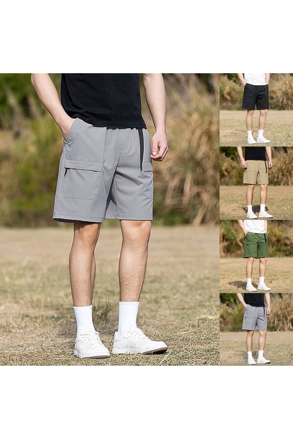 Mens Shorts Casual Outdoor Mountain Style Loose Breathable Straight Leg Hiking Cargo Shorts Black M