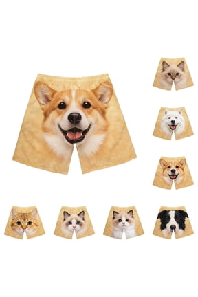 Mens Shorts Casual Unisex Pet Animal Graphic Print Elastic Drawstring Loose Daily Cargo Shorts Beige XXXXXL