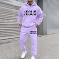 thumbnail image 1 of FASHOFT Mens Sweatsuit 2 Piece Tracksuit Christian Hoodie and Sweatpant Sets Jogging Athletic Casual Sweat Suit Light Purple XL, 1 of 4
