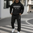 thumbnail image 1 of FASHOFT Mens Sweatuits Brooklyn Letter Print Casual Athletic Sweat Suit 2 Piece Outfits Set Activewear Hoodies Sweatpants Track Suits Black XL, 1 of 4