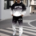thumbnail image 1 of FASHOFT Mens Sweatuits New York Letter Print Gradient Casual Sweat Suit 2 Piece Outfits Set Activewear Hoodies Sweatpants Track Suits Black L, 1 of 5