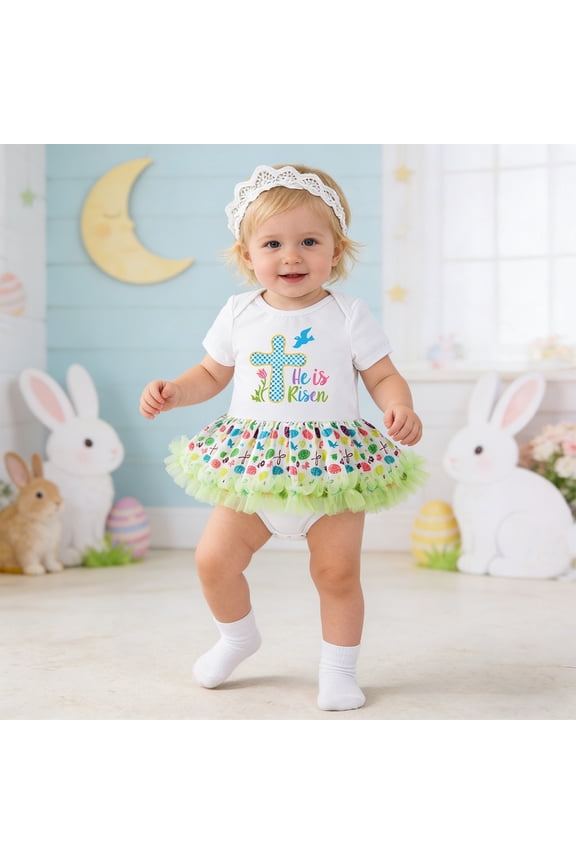 My First Easter Day Baby Girl Outfit Happy Easter Romper with Headband 2 Piece Baby Girl Easter Outfits Set White3 12-24 Months